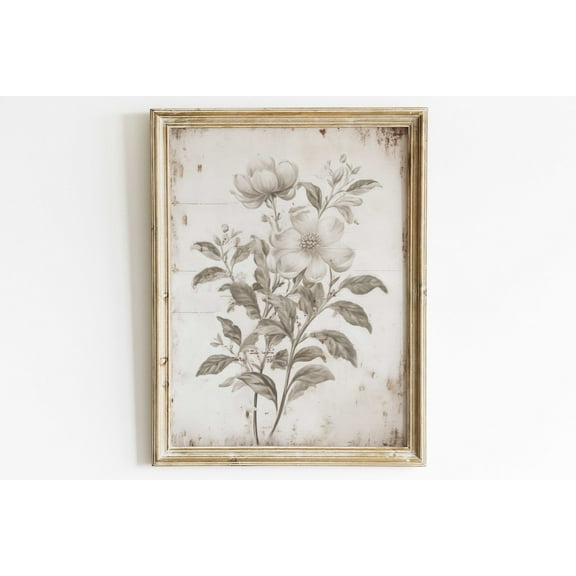 Whispered Elegance: Rustic Distressed White Florals On Vintage Wood – Timeless Beauty For Any Space Wall Art, Modern Wall Decor, 8x12 UNFRAMED