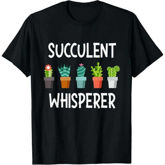 Whisperer - Cactus Lover Gardener Gardening T-Shirt, Black100% cotton