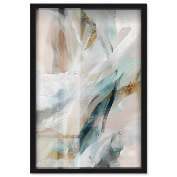 Whispering Colors I Shadowbox Print Green Abstract Art by Art Remedy, Black Frame, 16 x 24