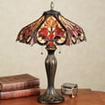 thumbnail image 1 of Whispering Foliage Stained Glass Table Lamp with Dual Pull Chains Red 18”dia.x25”H Table Lamp 18 Inches dia x 25 Inches High, 1 of 1
