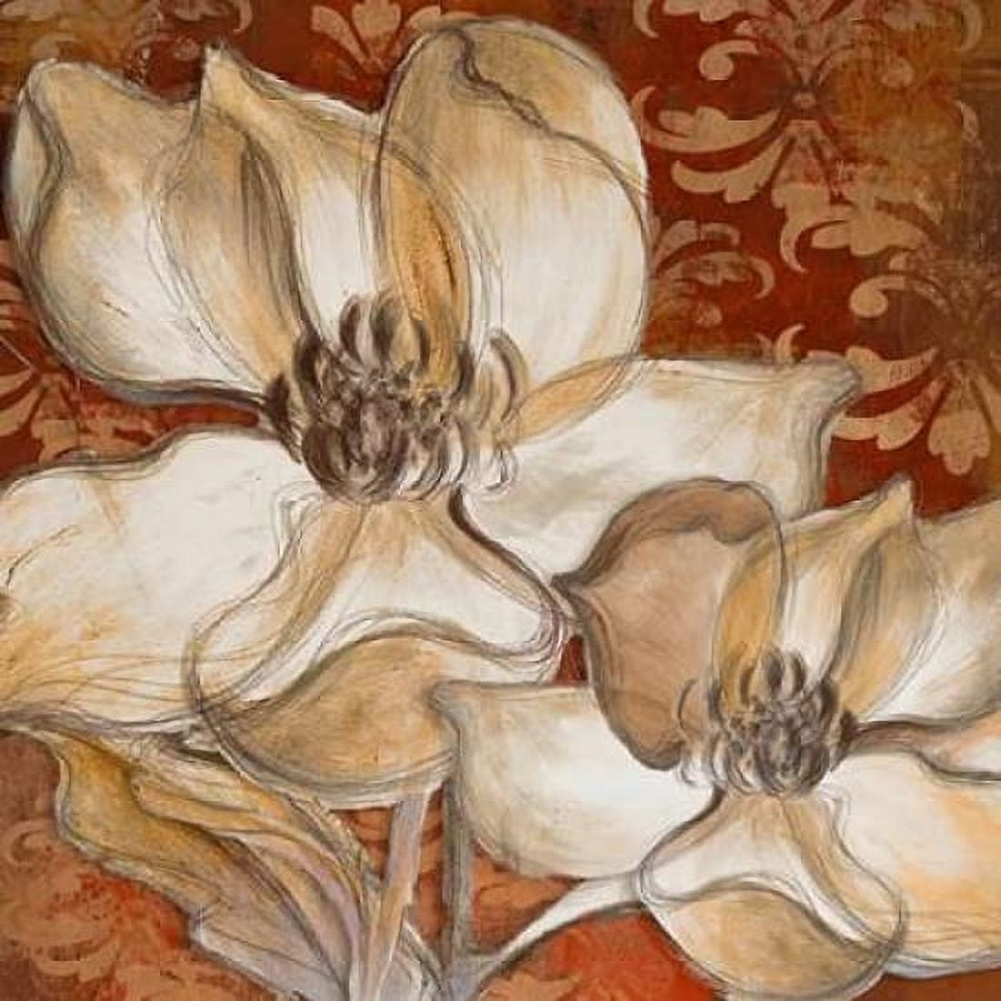 Whispering Magnolia on Red I Canvas Art - Lanie Loreth (24 x 24)
