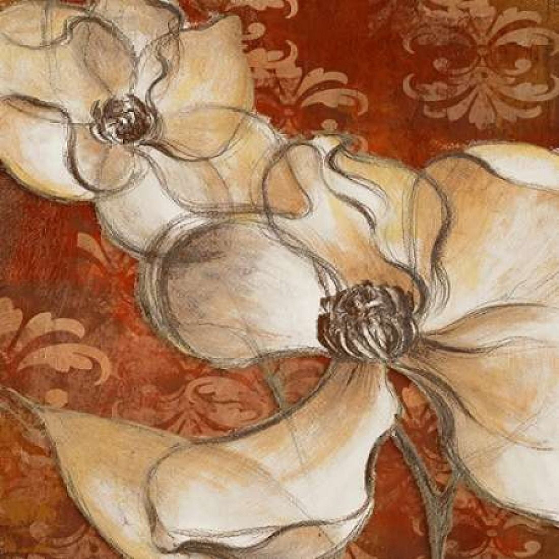 Whispering Magnolia on Red II Canvas Art - Lanie Loreth (24 x 24)
