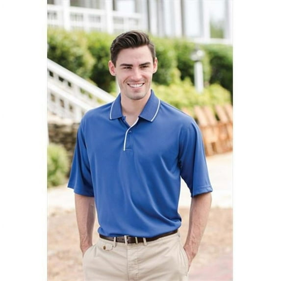 Whispering Pines Sportwear 362 100 Percent Performance Poly With Stripe Collar & Placket Shirt - Royal - White - Extra Small