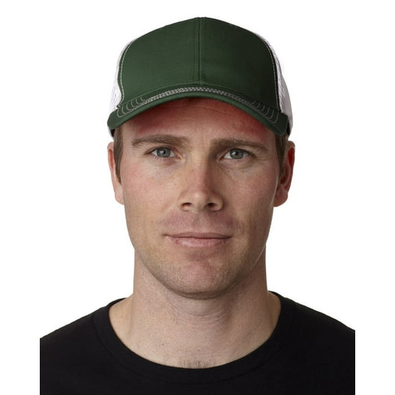 Adams FA102 Fairway 100% Washed Cotton Twill Cap-Forest Green/White-One Size Fits All