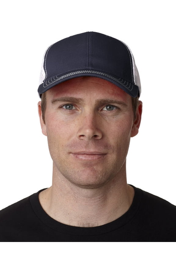 FA102 Fairway 100% Washed Cotton Twill Cap-Navy/White-One Size Fits All