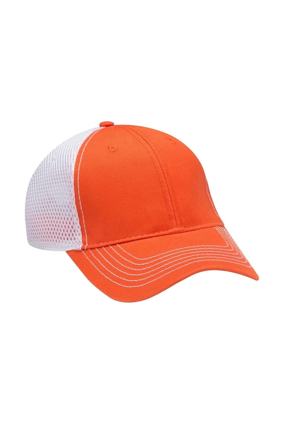 Whispering Pines Sportwear FA102 Fairway Cap Contrast Soft Mesh Back- Orange- White