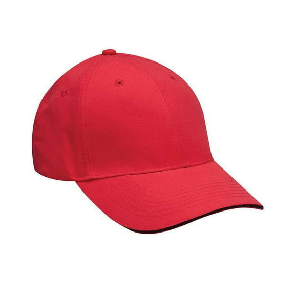 Whispering Pines Sportwear PE102 Performer Cap Microfiber Moisture Wicking Structured- Red - Black