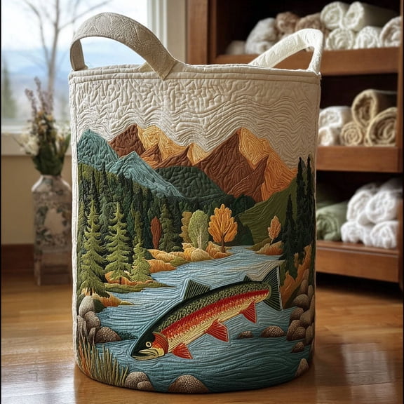 Whispering River Quilted Laundry Basket