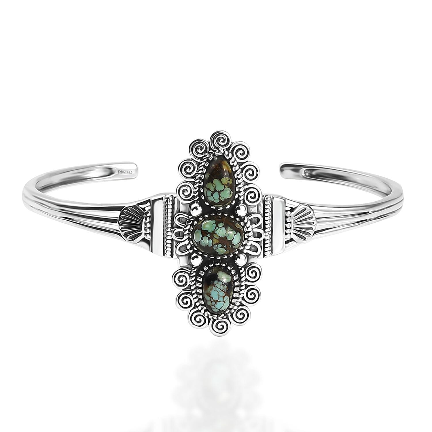 Whispering Web Turquoise 6.50 ct Cuff Bracelet in Silver 7.25"