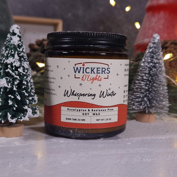 Whispering Winter Soy Candle - Frosty Forest Scent | Winter Tranquility | 3.8oz