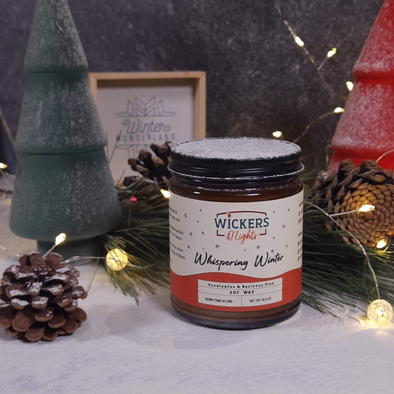Whispering Winter Soy Candle - Frosty Forest Scent | Winter Tranquility | 8oz