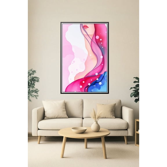 Whispers in Pink – Minimalist Feminine Line Art Poster with Watercolor Flow 【Photo Paper】