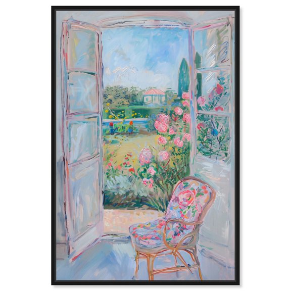 Whispers of Giverny Canvas Pastel Oil Paintings by Art Remedy, Black Frame, 24 x 36