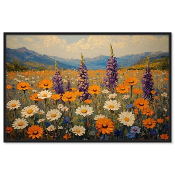 Whispers of Wildflowers Canvas Autum Landscapes by Art Remedy, Black Frame, 45" x 30"