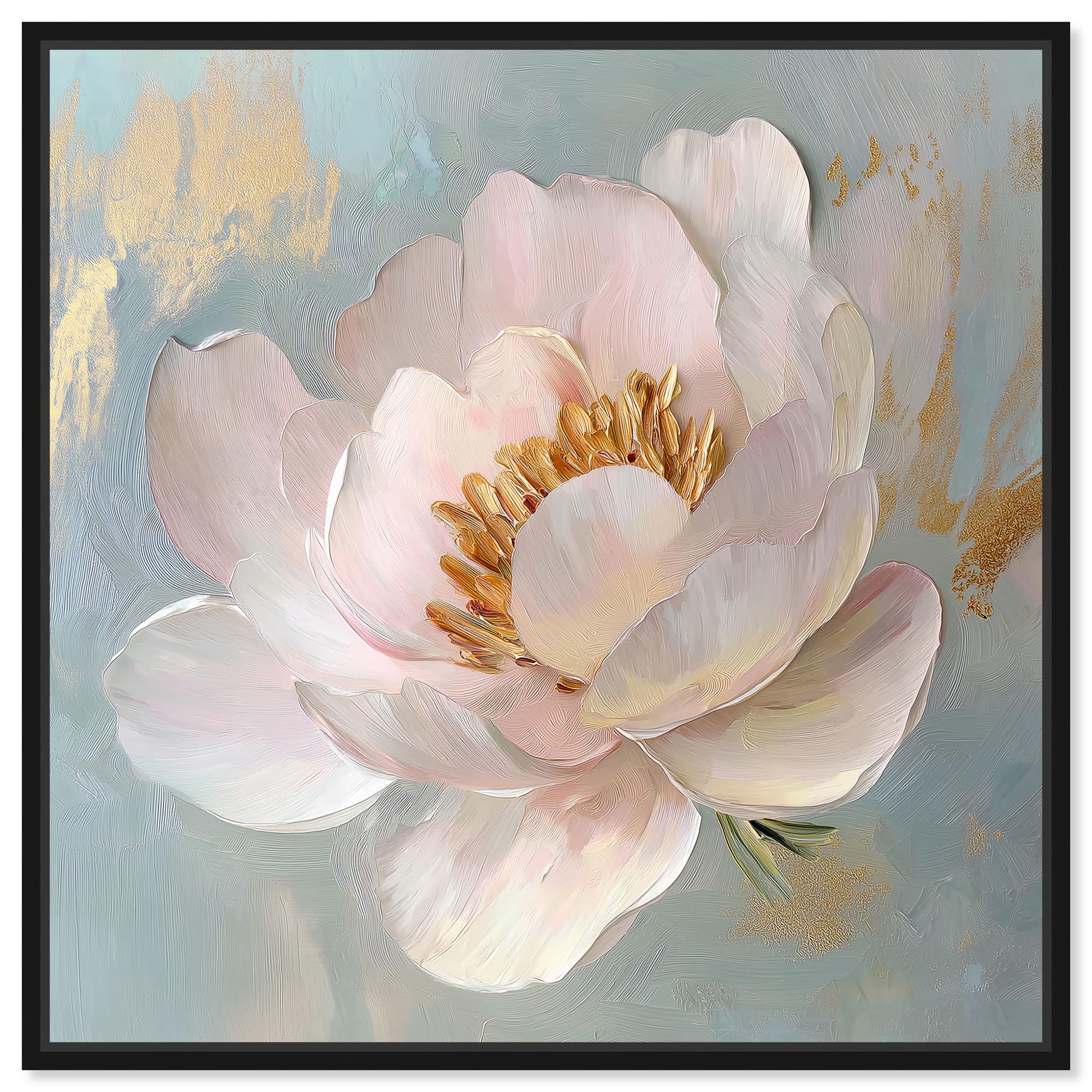 Whispers of a Golden Dawn Canvas Flower Art by Art Remedy, Black Frame, 40" x 40"