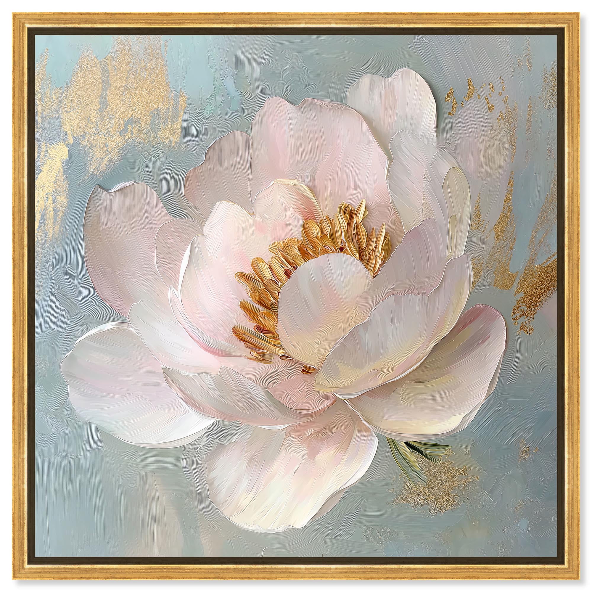 Whispers of a Golden Dawn Canvas Flower Art by Art Remedy, Gold Frame, 30" x 30"