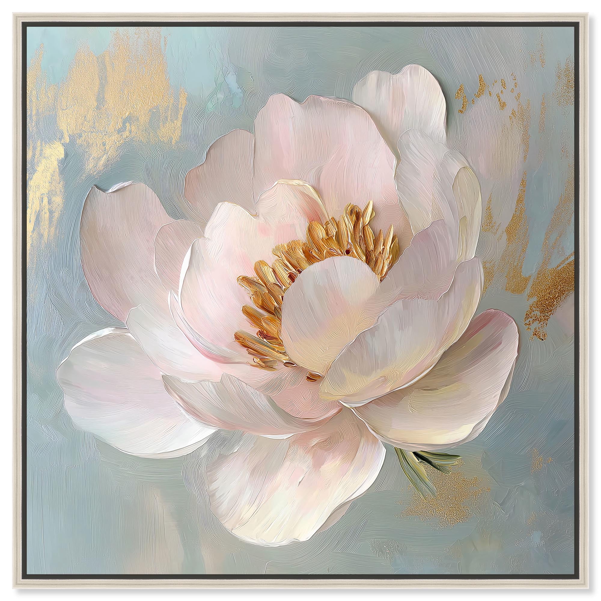 Whispers of a Golden Dawn Canvas Flower Art by Art Remedy, Silver Frame, 16" x 16"
