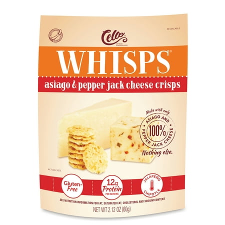Whisps Asiago Pepper Jack Cheese Crisps, Keto Friendly Snacks, 2.12oz