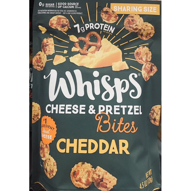 Whisps CHEESE & PRETZEL Bites CHEDDAR 100 REAL CHEESE 4.5 oz Bag