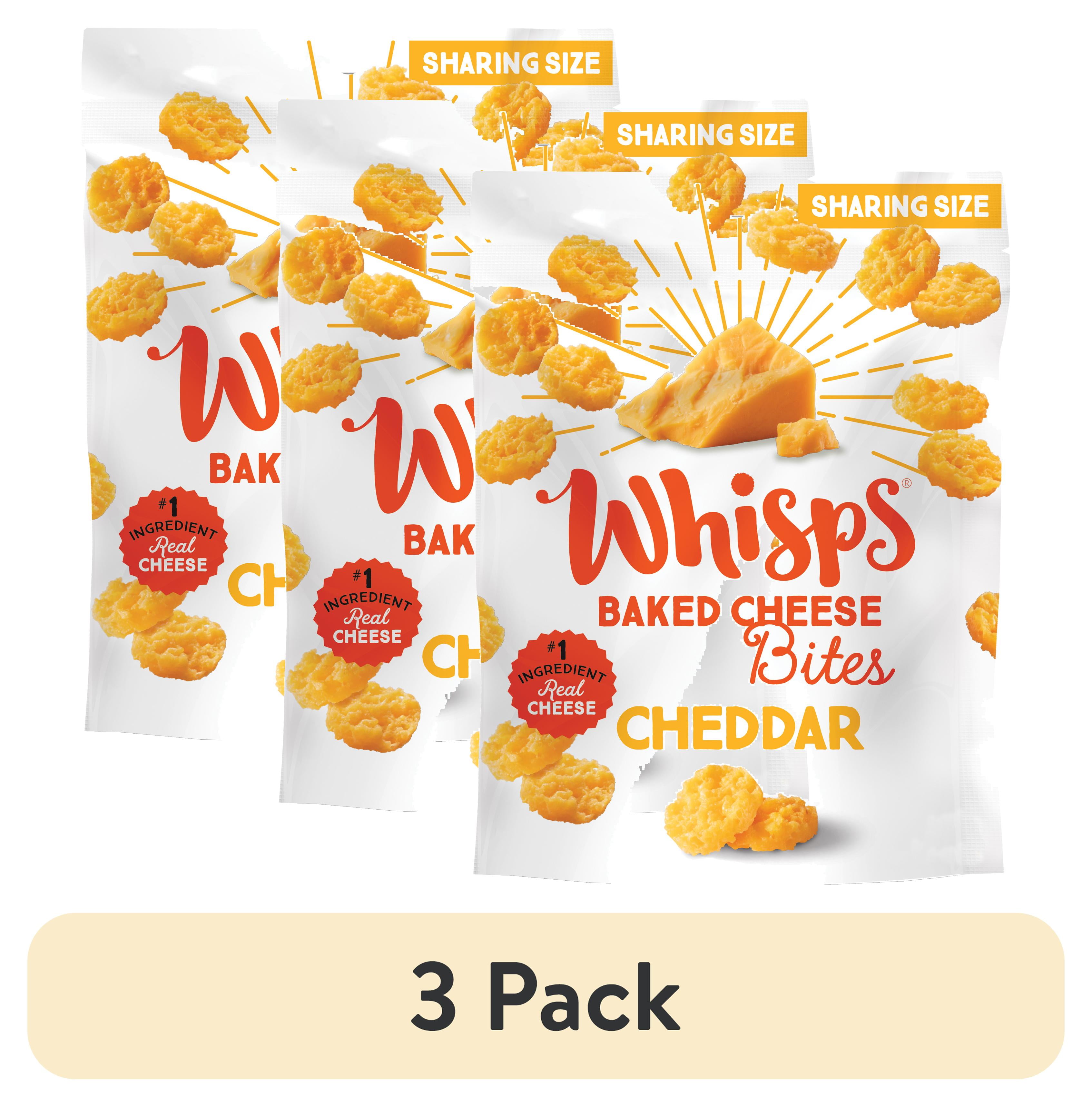 (3 pack) Whisps Cheddar Baked Cheese Bites, Protein from 100 Cheese