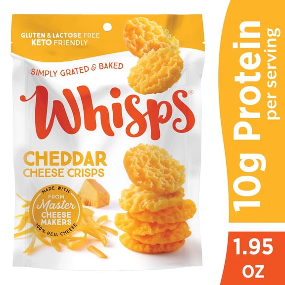 Whisps Cheddar Cheese Crisps, 100% Real Cheese Baked Snack, 1.95 oz