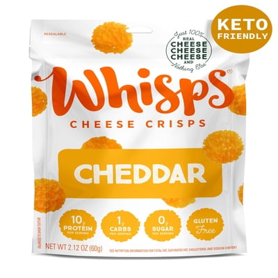 Whisps Cheddar Cheese Crisps, Keto Friendly Snacks, 2.12oz