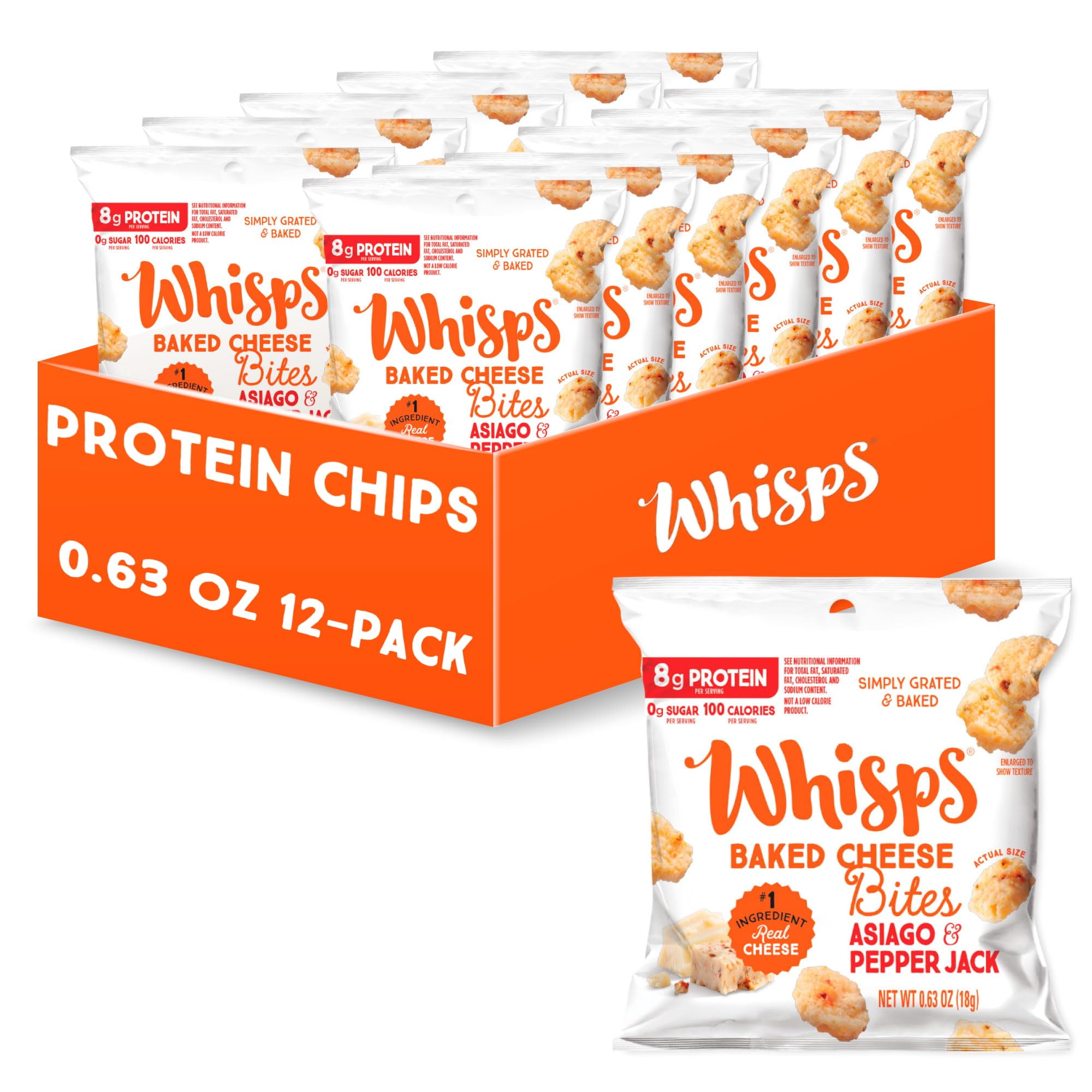 Whisps Cheese Crisps Asiago AIF4 & Pepper Jack Protein Chips