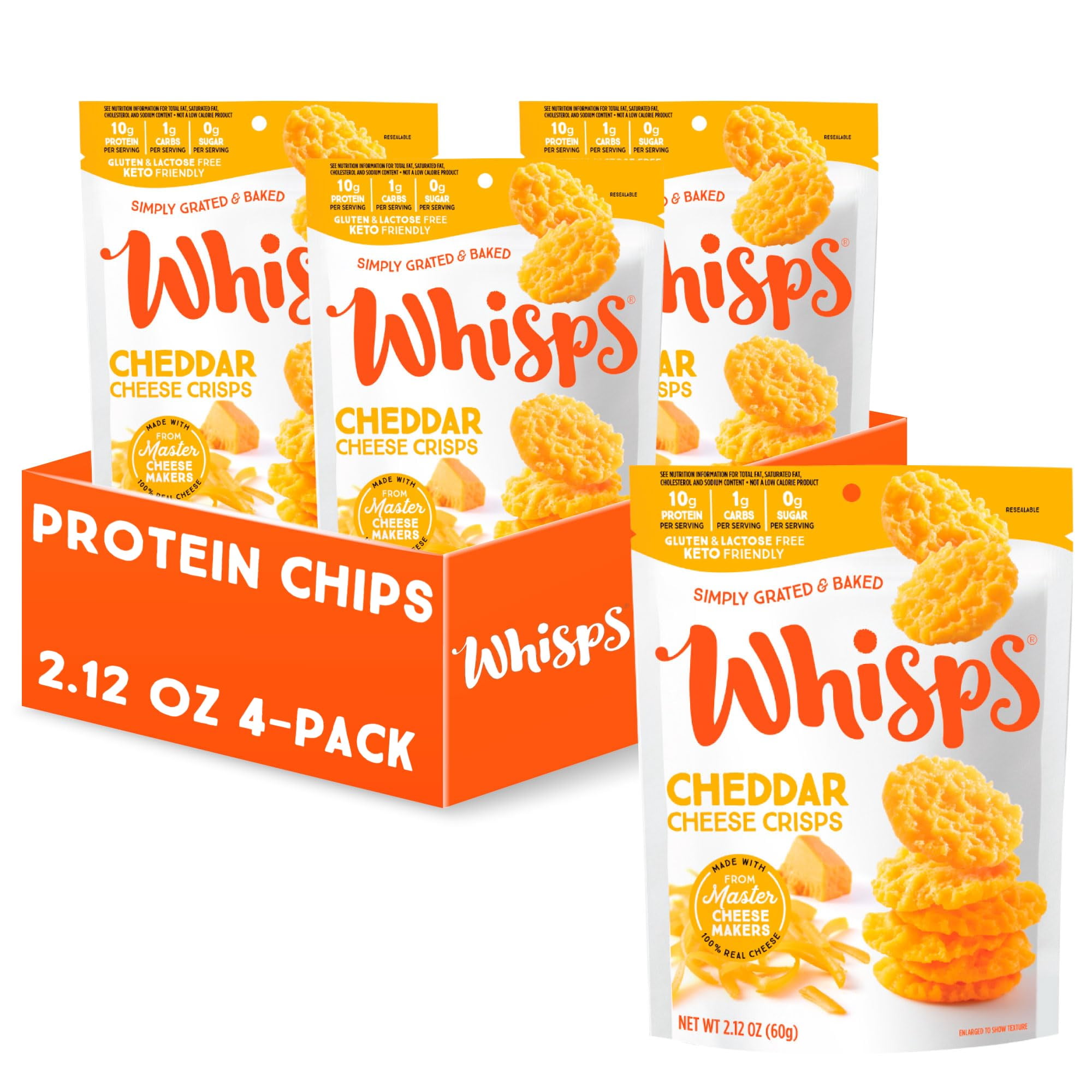 Whisps Cheese Crisps Cheddar TMA3 Cheese Protein Chips Healthy