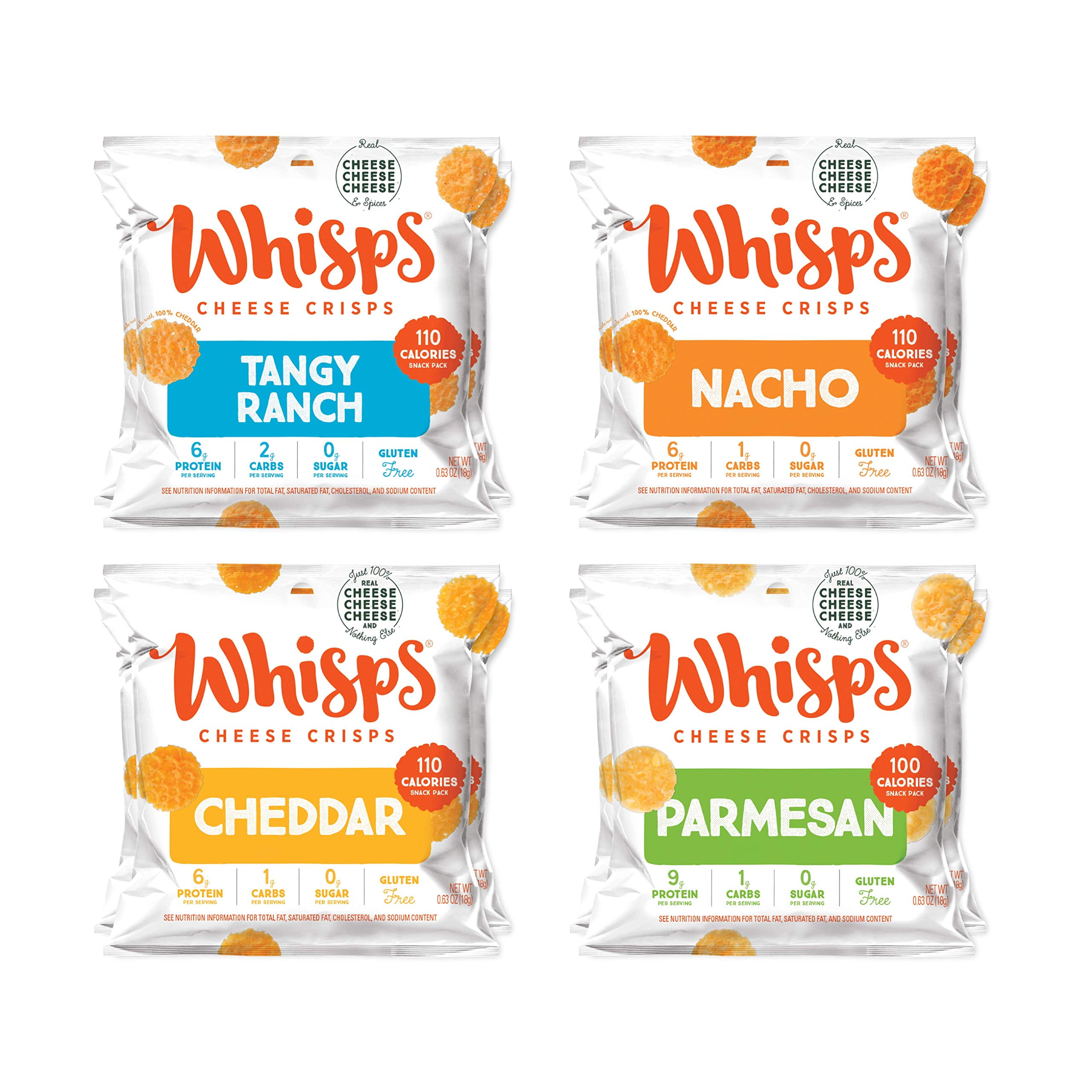 Whisps Cheese Crisps Parmesan, Cheddar, Tangy Ranch & Nacho Cheese