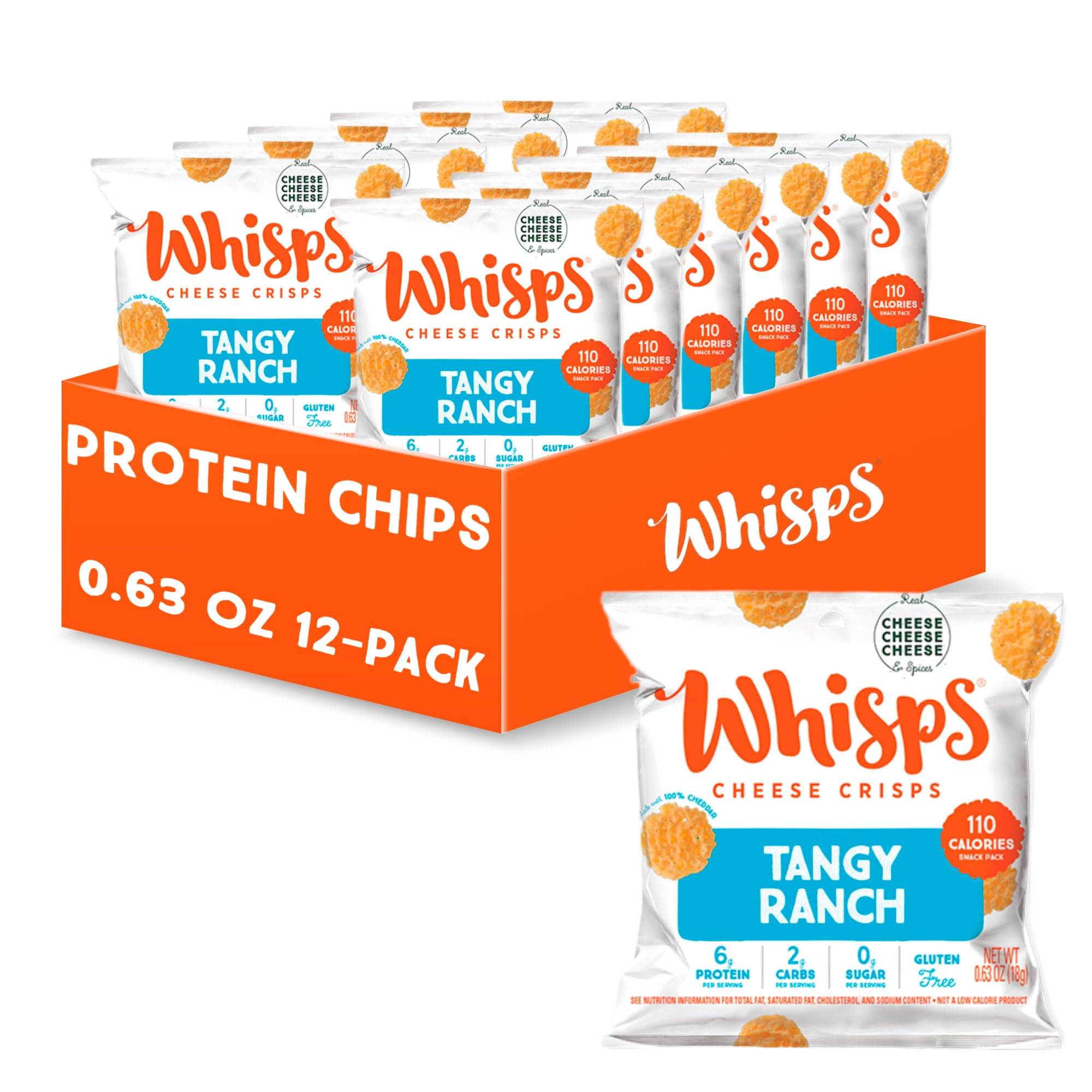 Whisps Cheese Crisps Tangy RE32Ranch Protein Chips Healthy Snacks