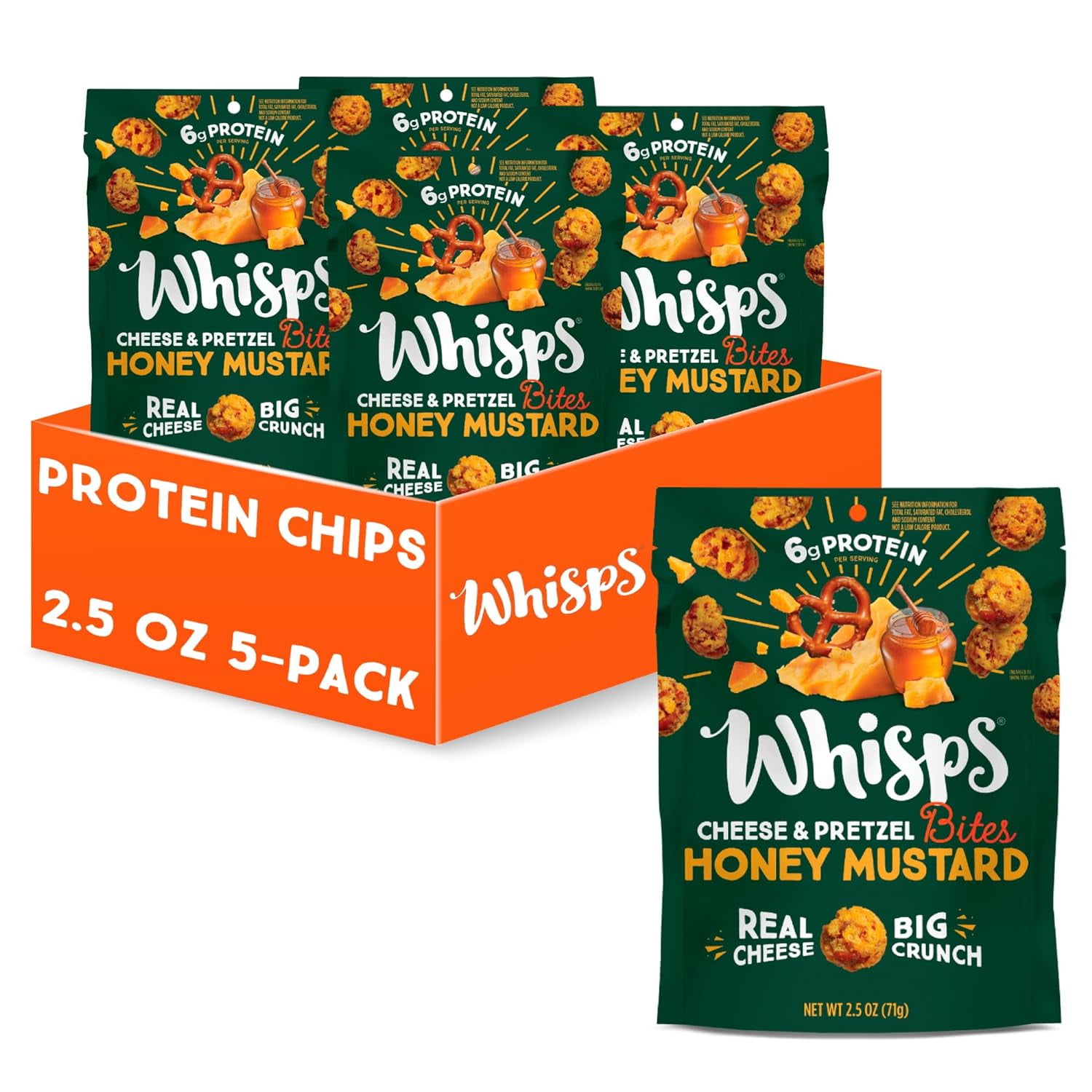 Whisps Cheese & Pretzel Honey Mustard Bites Healthy Snacks Protein