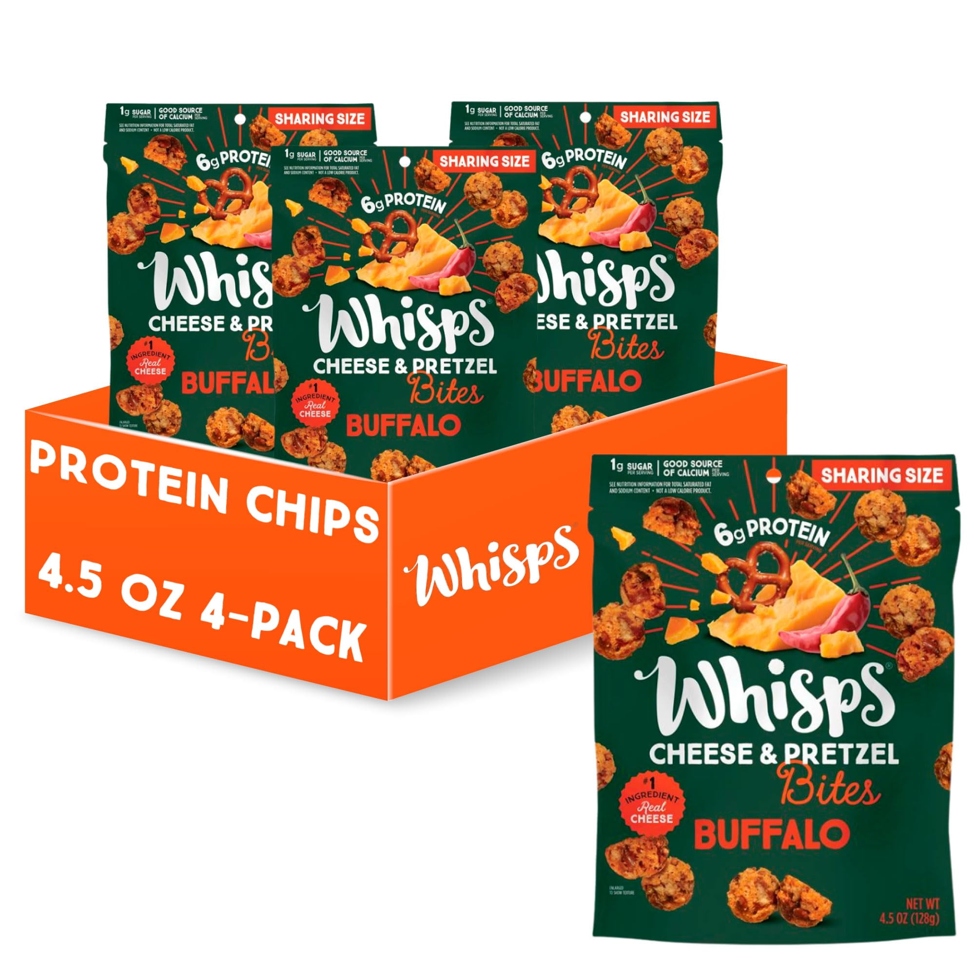 Whisps Cheese & Pretzel MGF3 Bites Healthy Snacks Protein Snacks