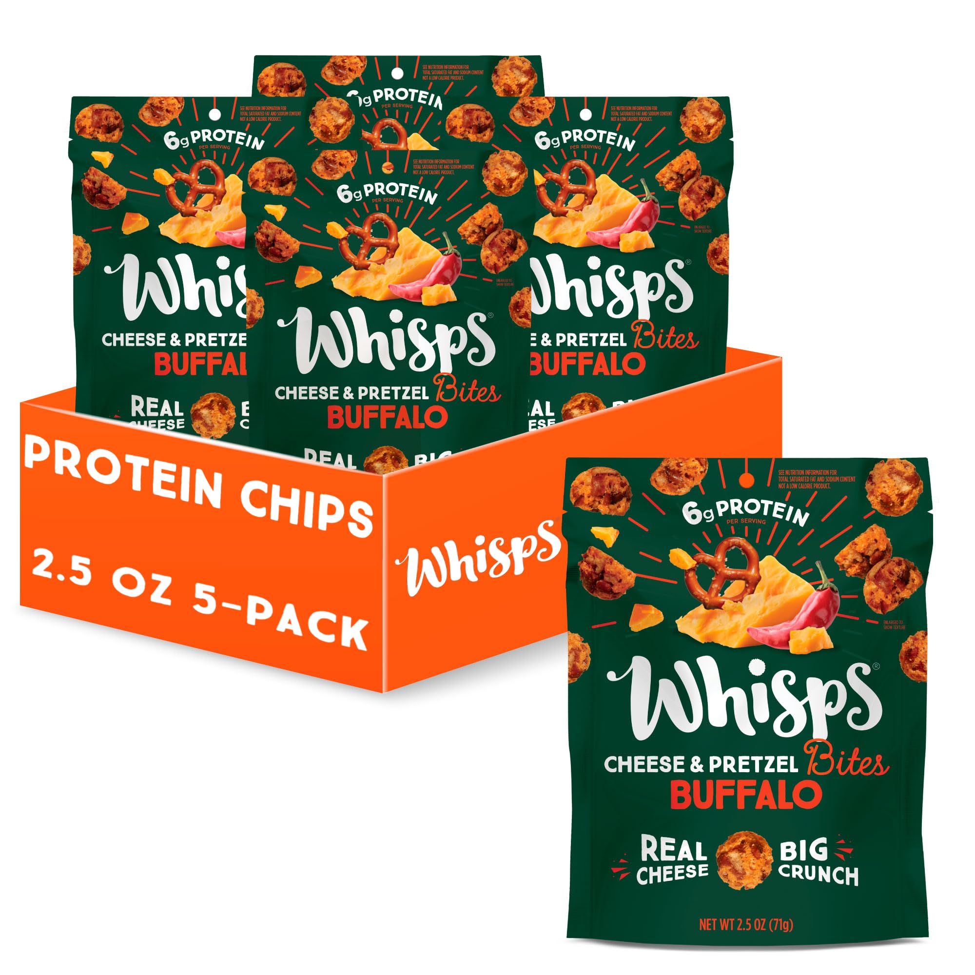 Whisps Cheese & Pretzel MMF7 Cheddar Buffalo Bites Healthy Snacks