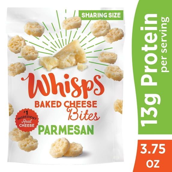 Whisps Parmesan Baked Cheese Bites, 100% Real Cheese Snack, Family Size, 3.75 oz