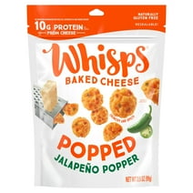 Whisps Popped, Jalapeno Popper Cheese Snack, 10g Protein from Real Baked Cheese, 3.5 oz