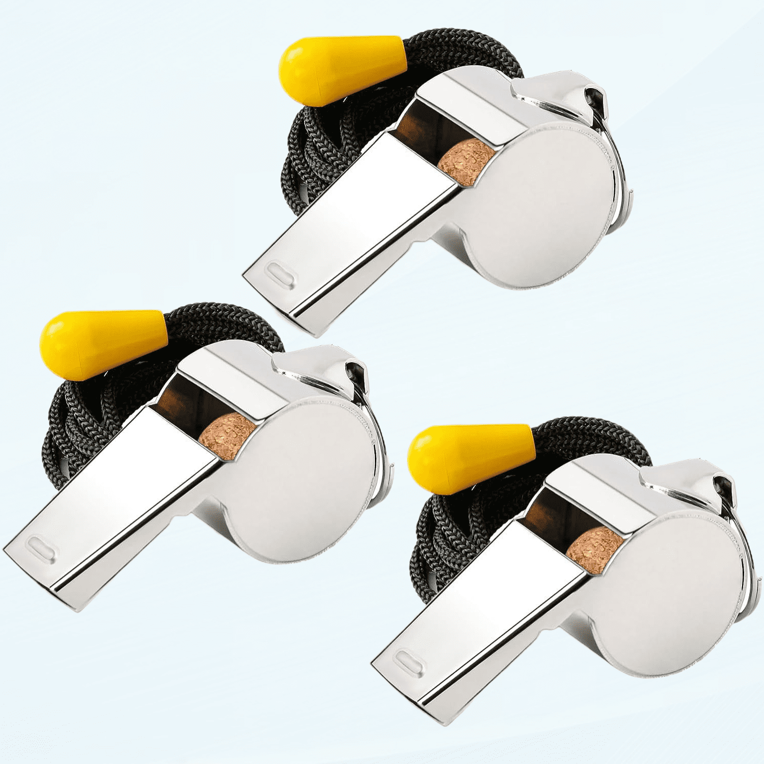 Whistle 3 Pack Metal Coach Referee Sports Whistles with Lanyard Coach