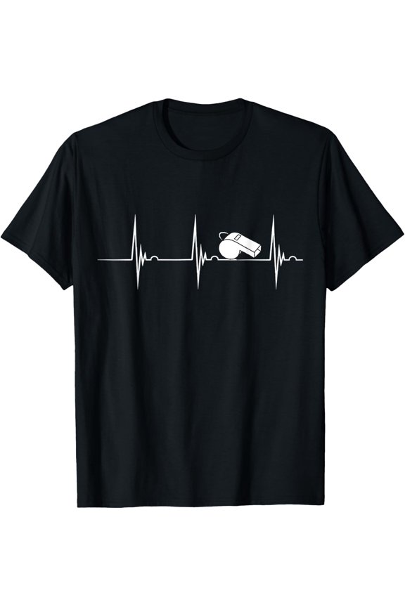 Whistle Heartbeat Ref Referee EKG Pulseline Refereeing T-Shirt