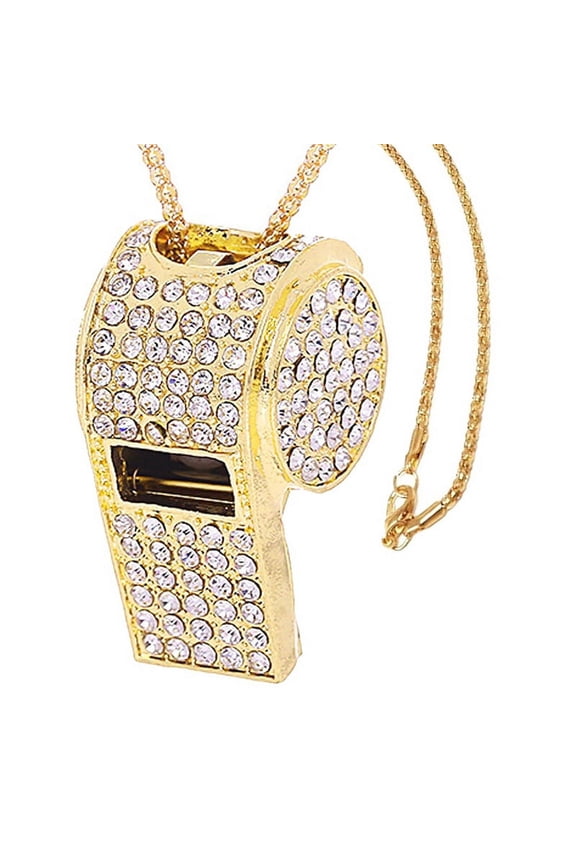 Whistle, Metal Crystal Rhinestone Shining Whistle with Keychain for Referees, Coaches, Teachers