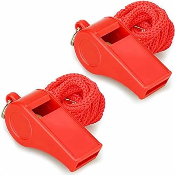 Whistle, Red Emergency Whistle with Lanyard, 2PCS Super Loud Plastic Whistles Perfect for Self-Defense, Lifeguard and Emergencies$$Sport & Recreation Other