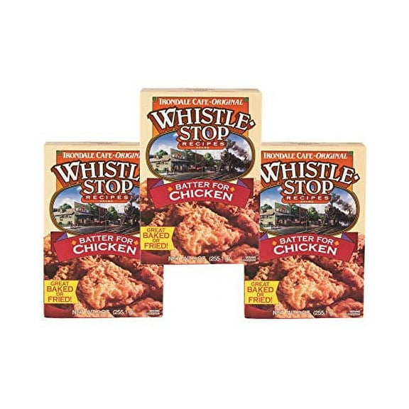 Whistle Stop Cafe Recipes Batter Mix for Chicken or Seafood, Baked or Fried- Three 9 oz. Boxes (Chicken)