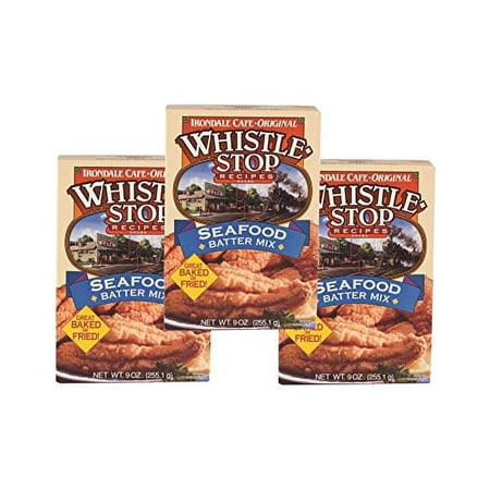 Whistle Stop Cafe Recipes Batter Mix for Chicken or Seafood, Baked or Fried- Three 9 oz. Boxes (Seafood)