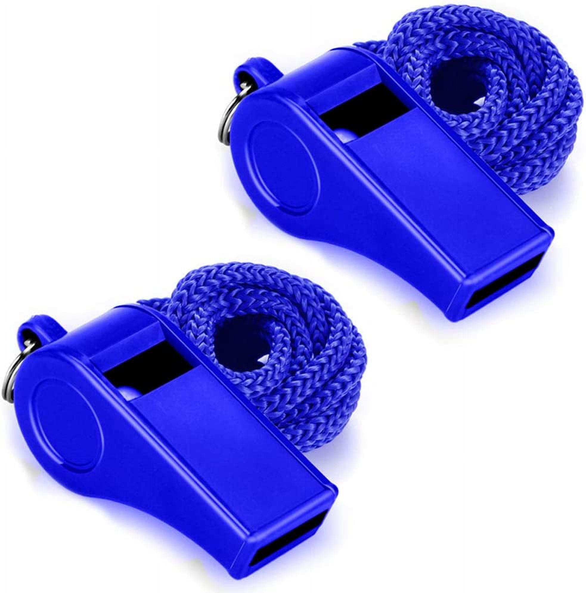 Whistle with Lanyard, 2 Packs Blue Plastic Whistles, Extra Loud Sports