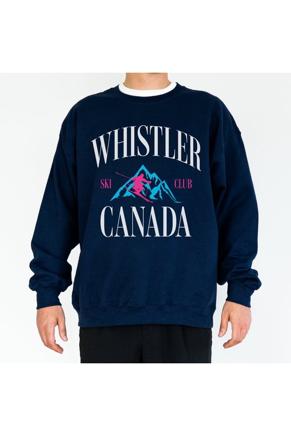 Whistler, Canada Ski Club Crewneck T-Shirt 80s, 90s, Style Skiing Pullover Apres Ski Bache