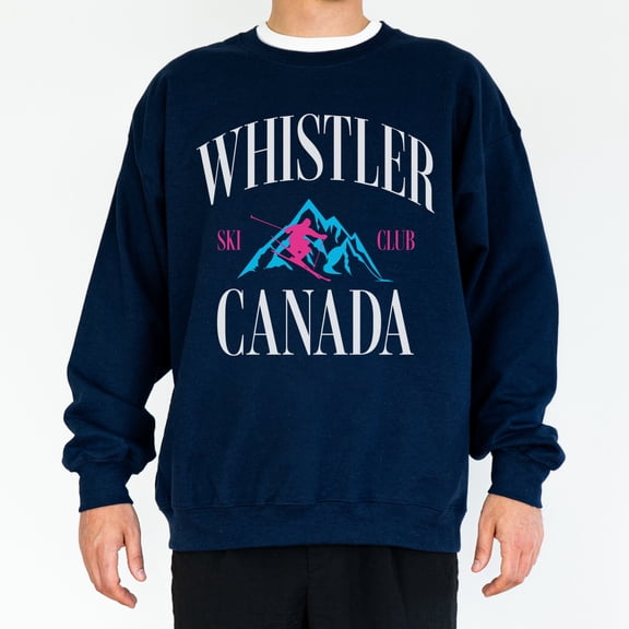 Whistler, Canada Ski Club Crewneck T-Shirt 80s, 90s, Style Skiing Pullover Apres Ski Bache