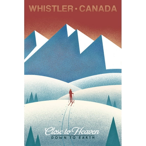 Whistler, Canada, Skier In the Mountains, Litho (24x36 Giclee Gallery Art Print, Vivid Textured Wall Decor)