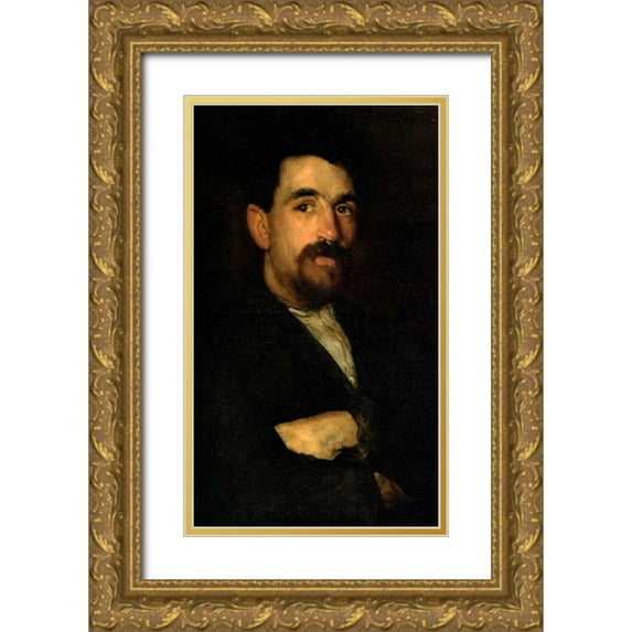 Whistler, James McNeill 12x18 Gold Ornate Wood Framed with Double Matting Museum Art Print Titled - The Master Smith Of Lyme Regis 1895