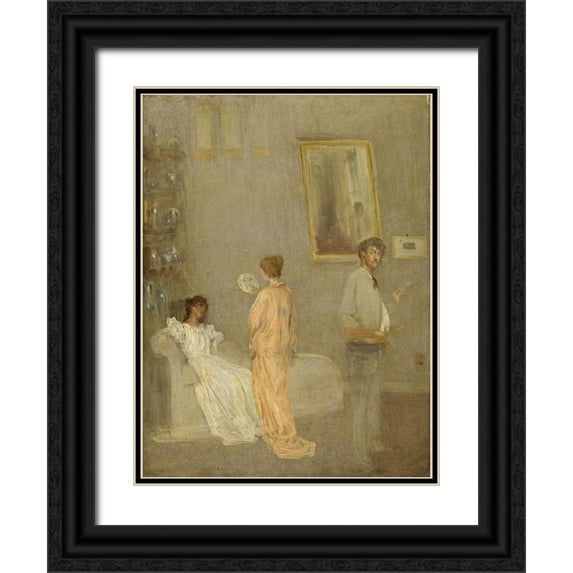Whistler, James McNeill 15x18 Black Ornate Wood Framed with Double Matting Museum Art Print Titled - Whistler in his Studio 1865