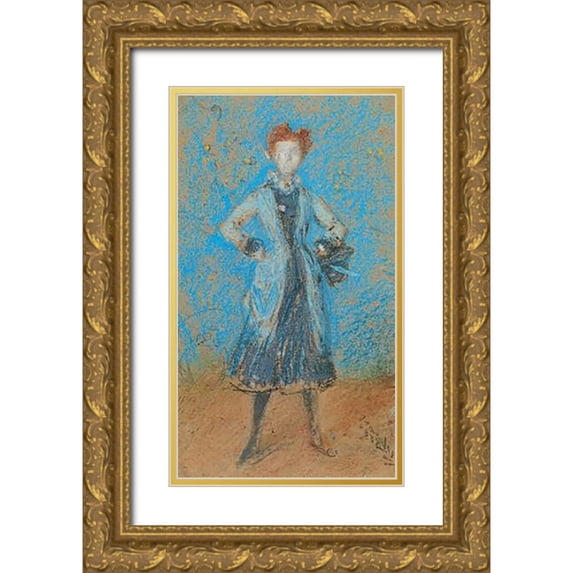 Whistler, James McNeill 20x32 Gold Ornate Wood Framed with Double Matting Museum Art Print Titled - The Blue Girl 1872