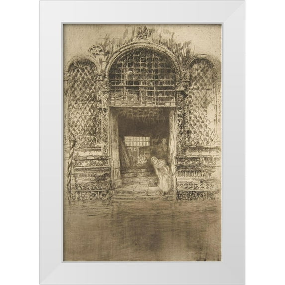 Whistler, James McNeill 23x32 White Modern Wood Framed Museum Art Print Titled - The Doorway, etching and drypoint