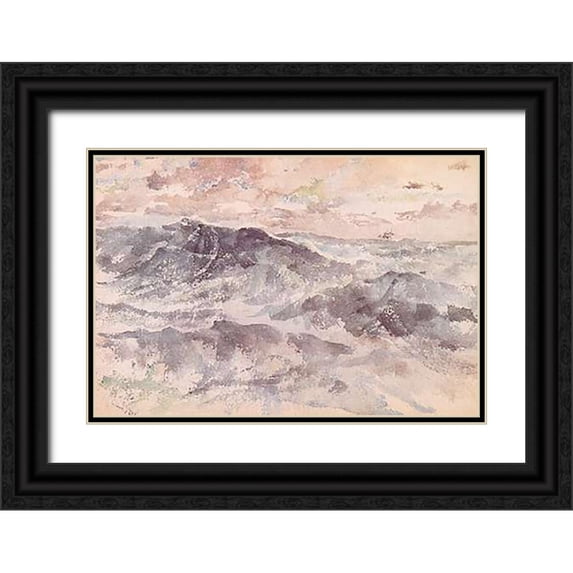 Whistler, James McNeill 24x18 Black Ornate Wood Framed with Double Matting Museum Art Print Titled - Arrangement In Blue And Silver The Great Sea 1885
